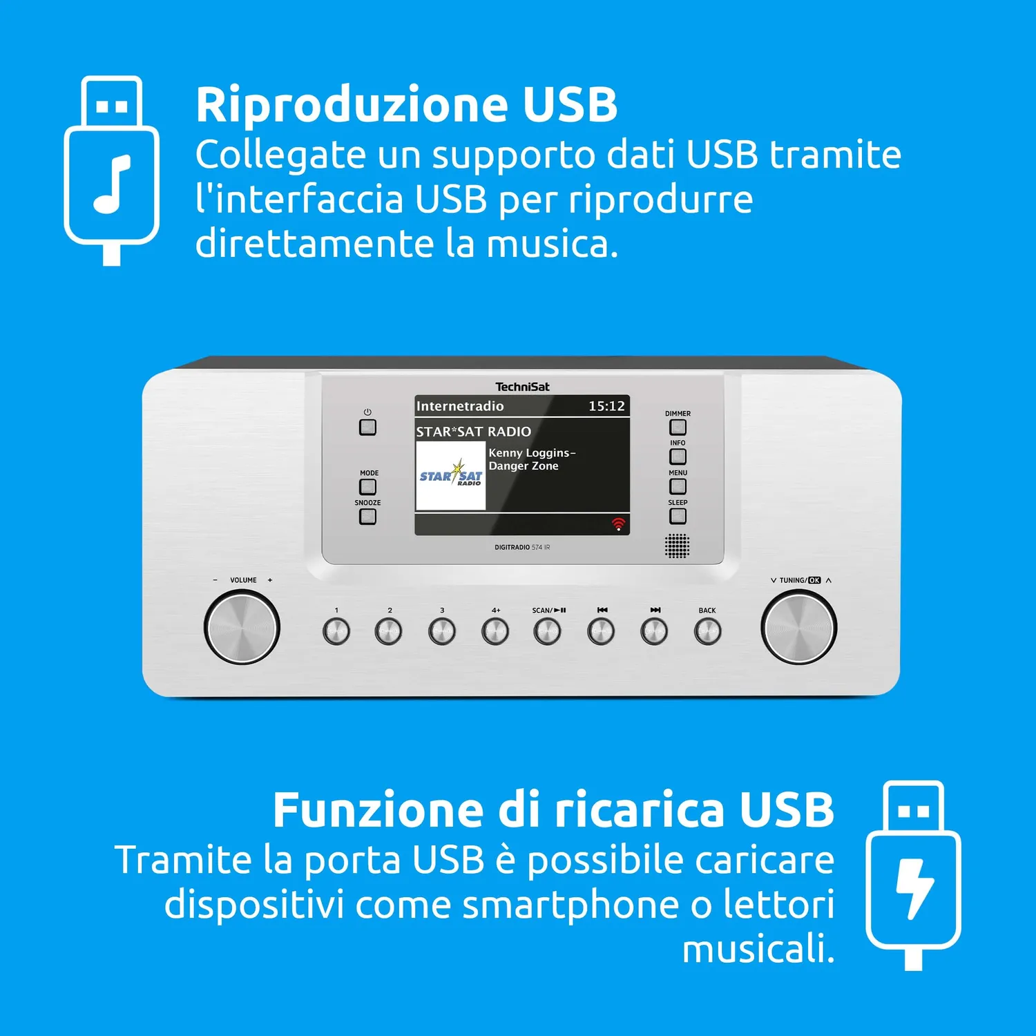 Technisat DigitRadio 574 IR radio internet DAB+ argento
