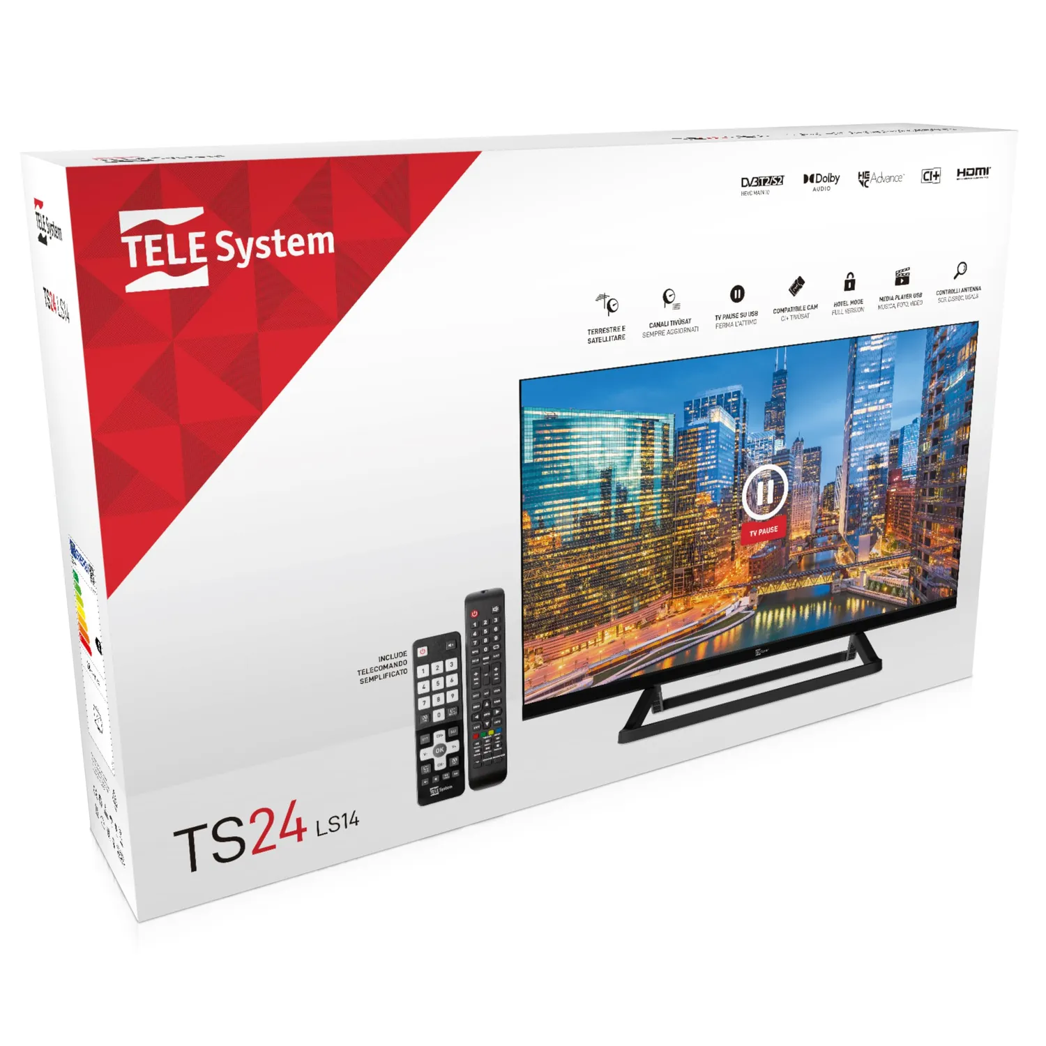 TELE System TS24 LS14 TV 24 pollici DVB-T2/S2 tivùsat