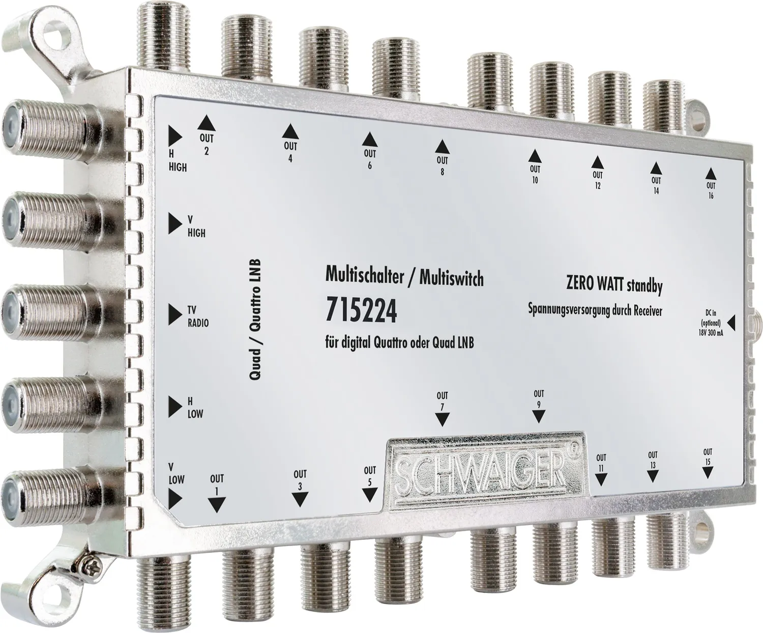 Schwaiger Multiswitch 5x16 per 16 Utenze Quad LNB