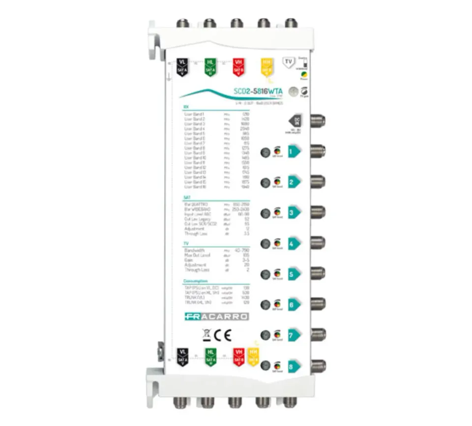 Fracarro SCD2-5816WTA multiswitch cascata 8 uscite dCSS