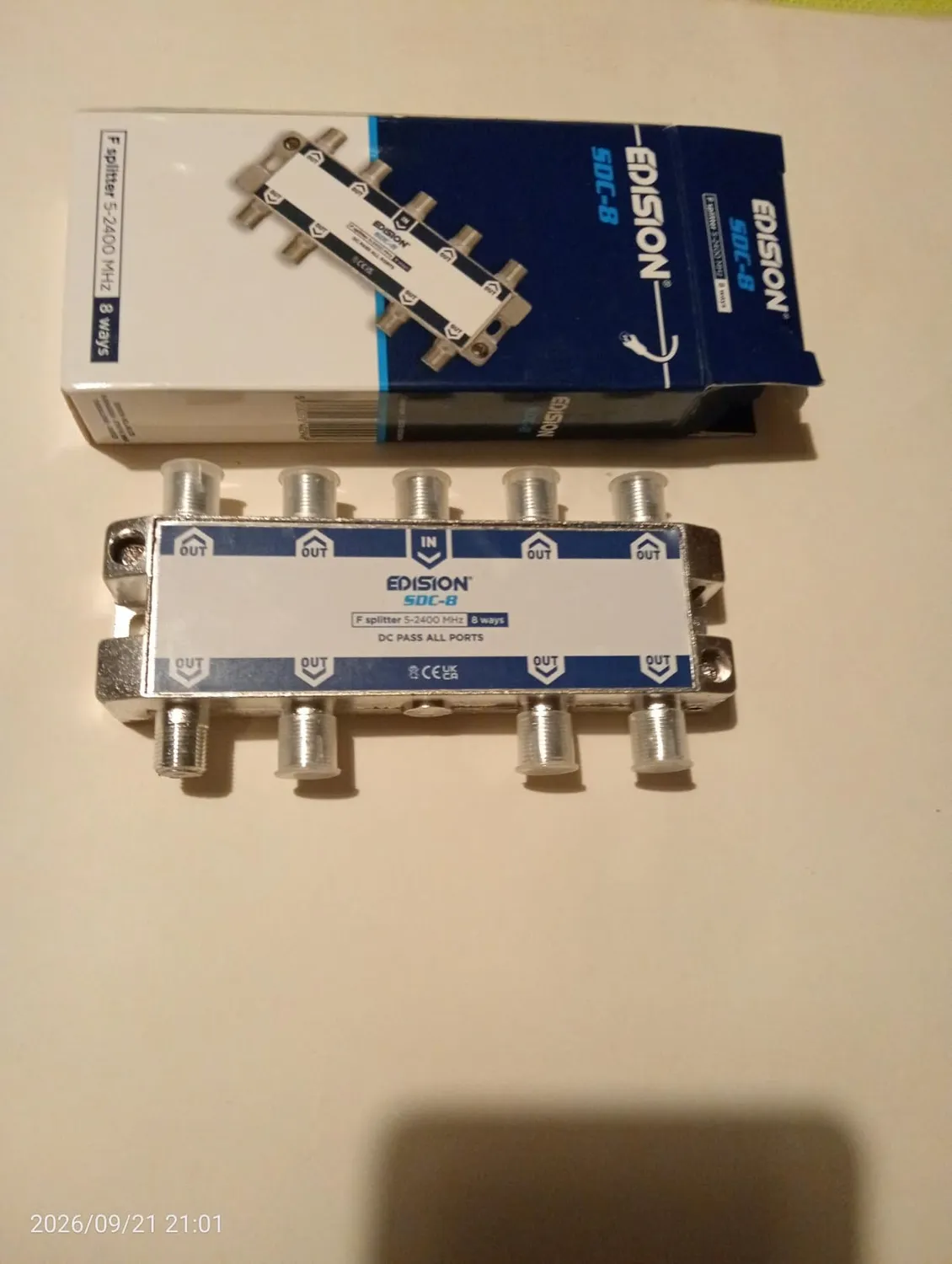Edision SDC-8 Partitore Antenna TV SAT 8 Uscite F 5-2400MHz