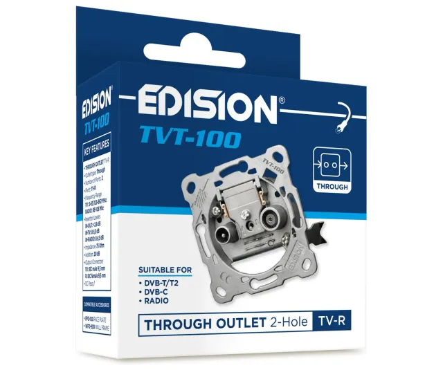 Edision TVT-100 presa antenna TV passante 2 uscite