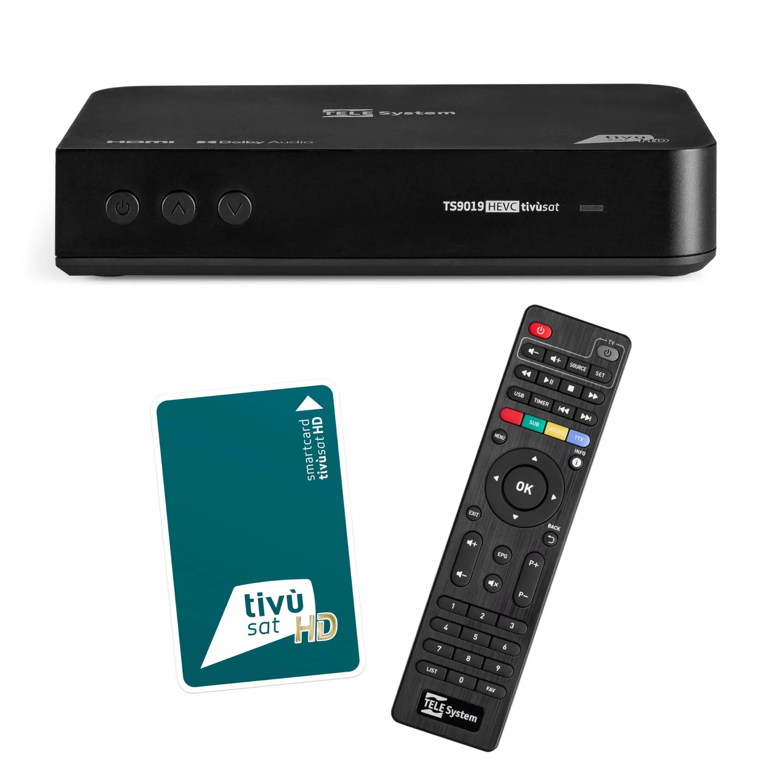 TELE System TS9019HEVC Decoder Satellitare tivùsat con Smartcard