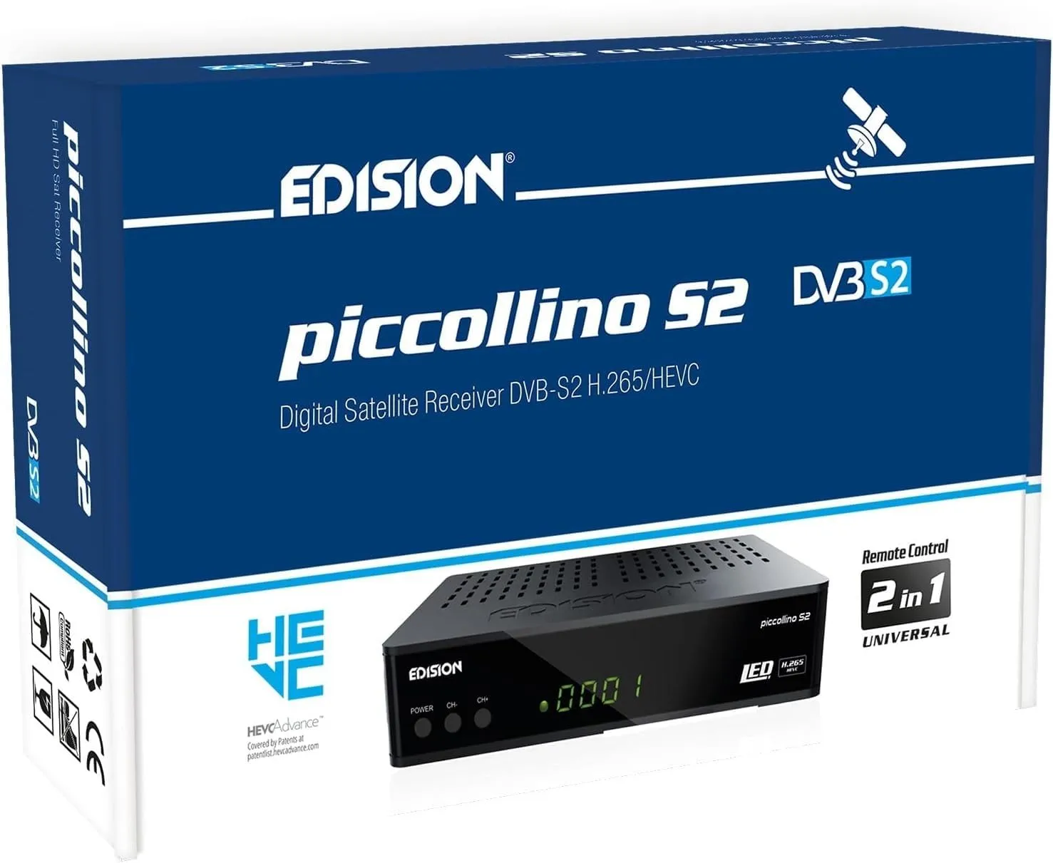 Edision Piccollino S2 Decoder Sat DVB-S2 Full HD H.265 HEVC