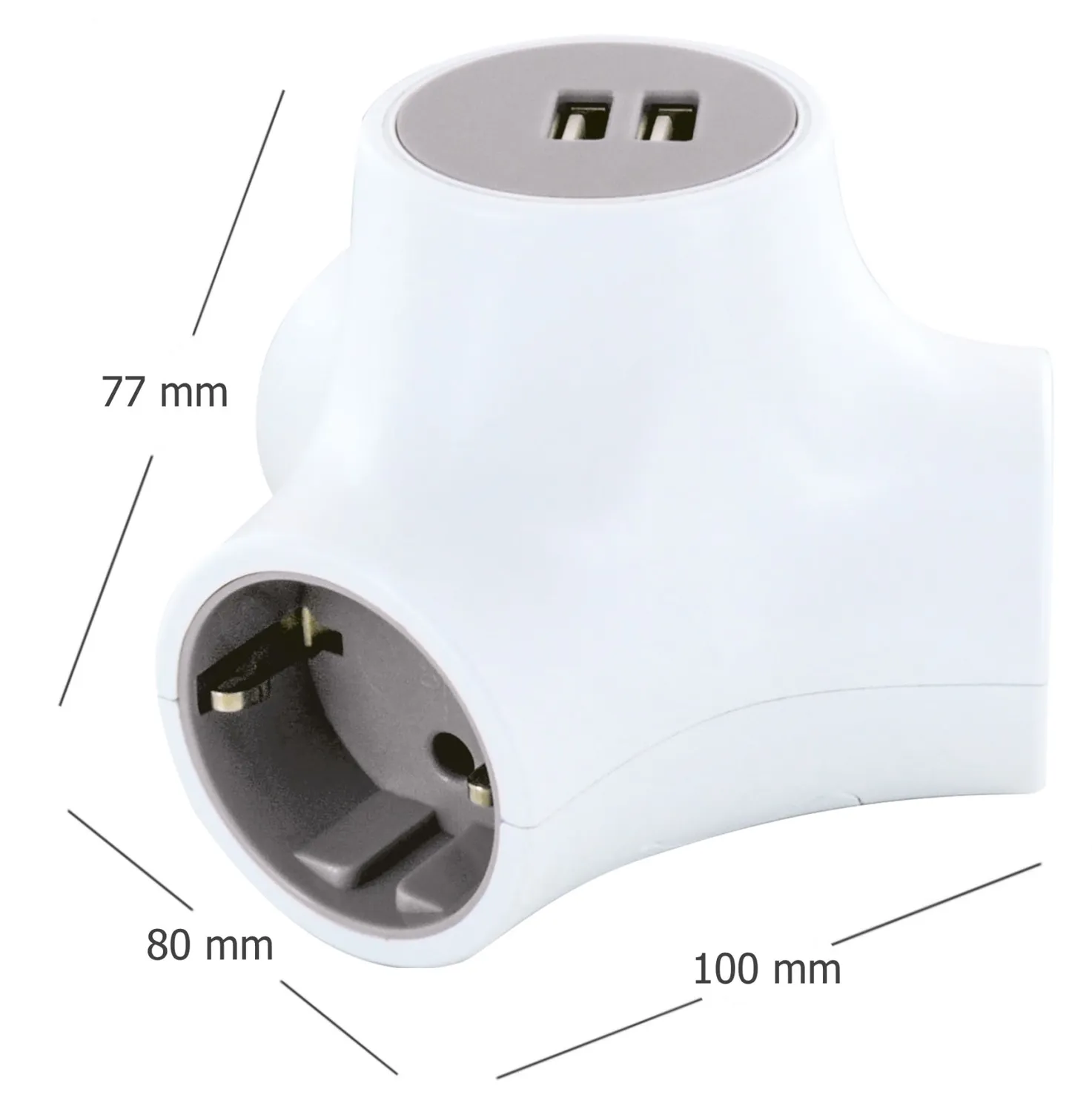 Schwaiger Cubo Presa Multipla 3 Vie + 2 USB con Cavo 1,4 m