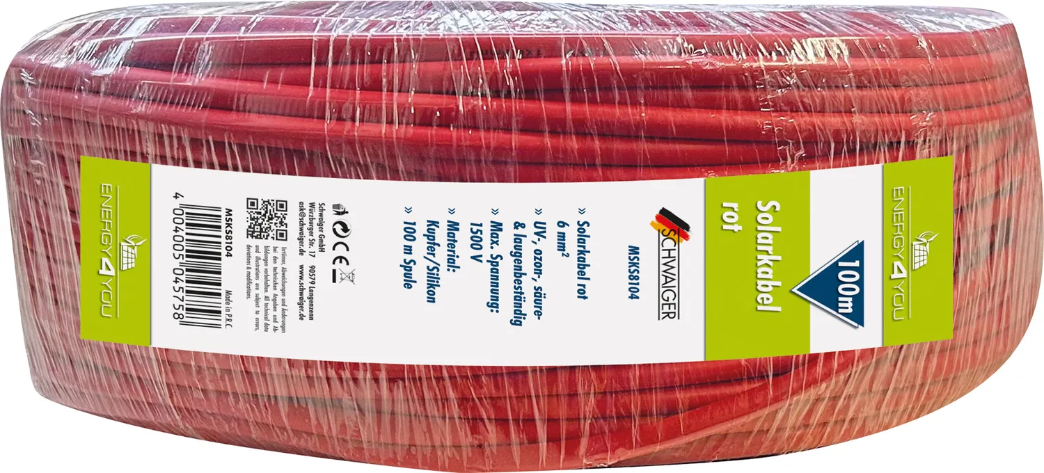 Schwaiger Cavo Solare 6mm² Rotolo 100 m Nero