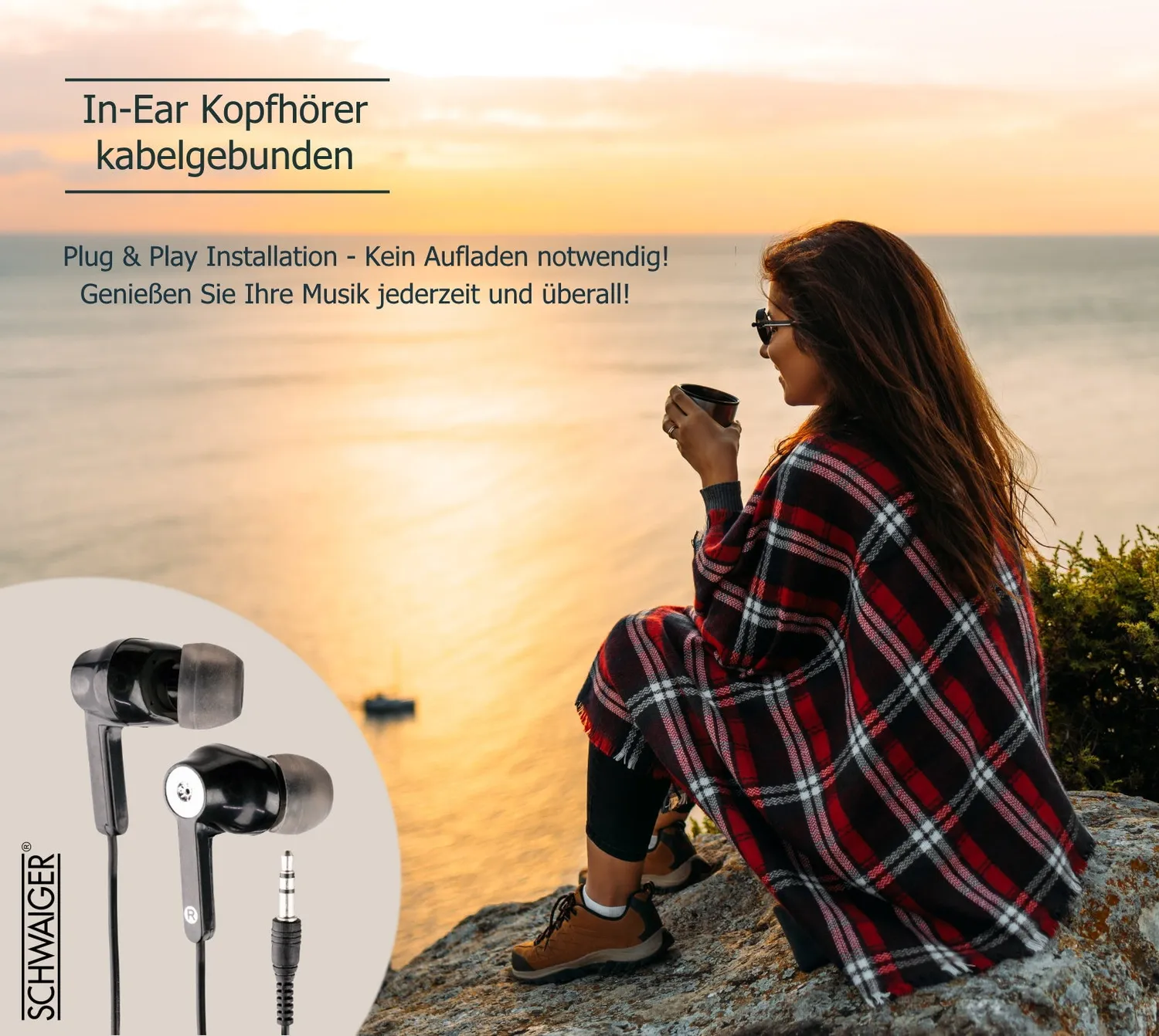 SCHWAIGER KHI110 Auricolari in-ear jack 3,5 mm neri