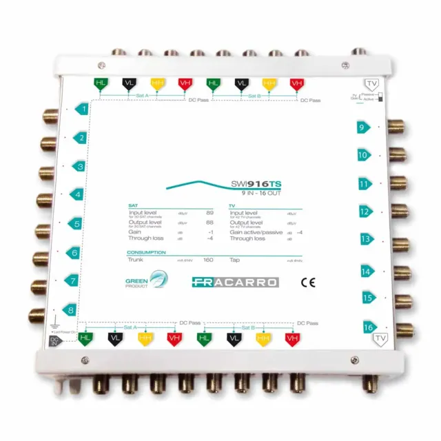 Fracarro SWI916TS Multiswitch 9 Ingressi 16 Uscite Cascata