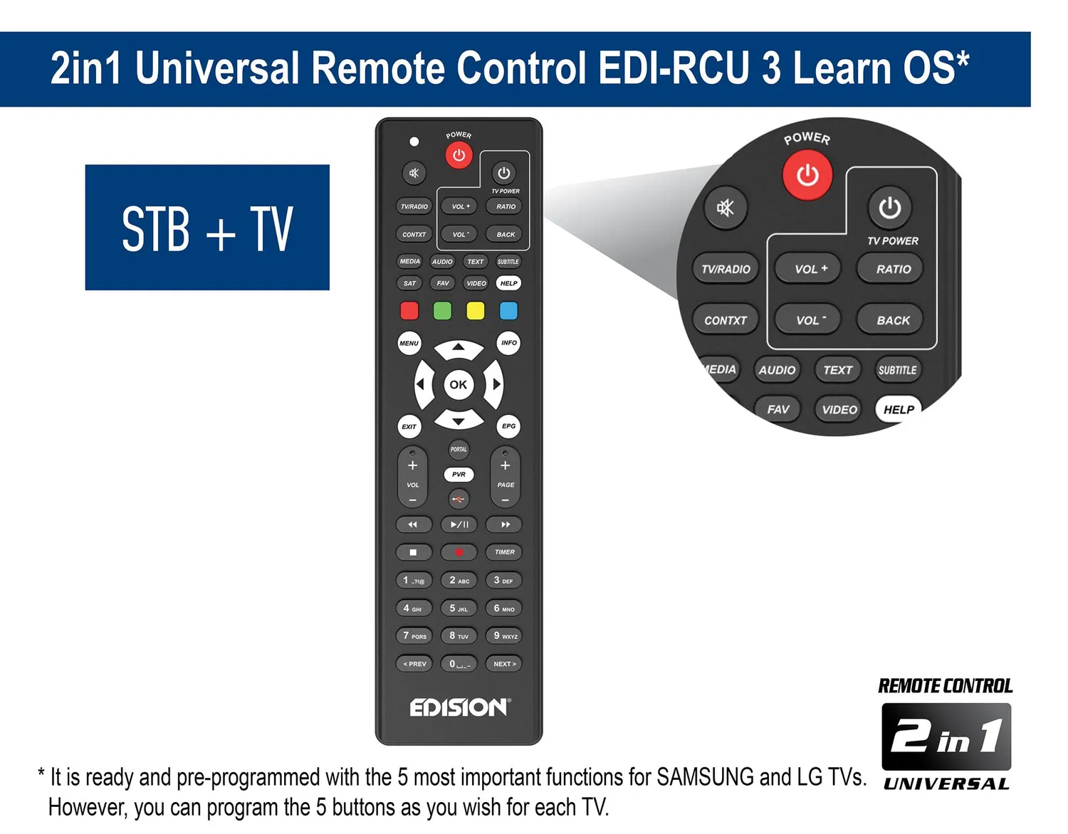 Edision OS Nino+ ricevitore combo DVB-S2/T2/C nero