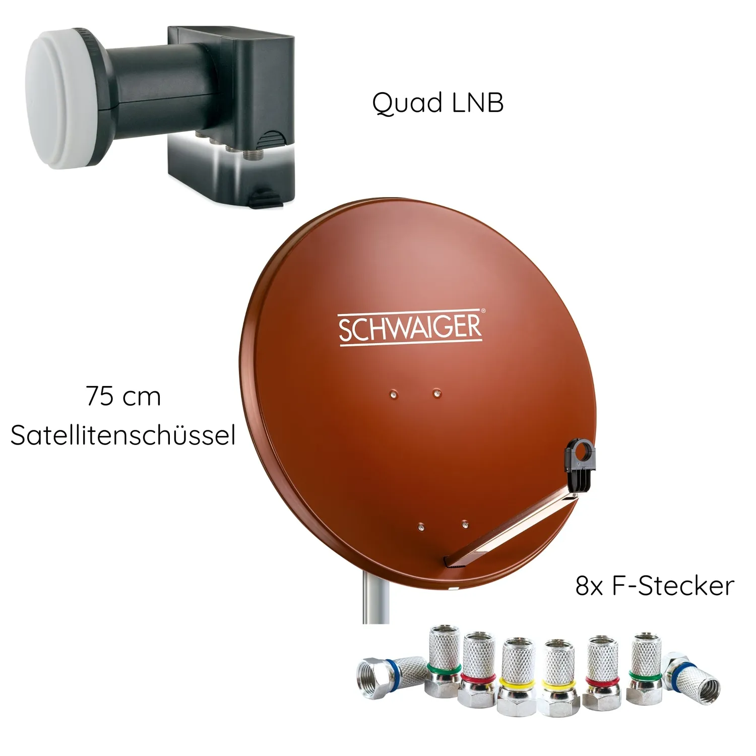 Schwaiger parabola 75 cm kit Quad 4 utenti rossa