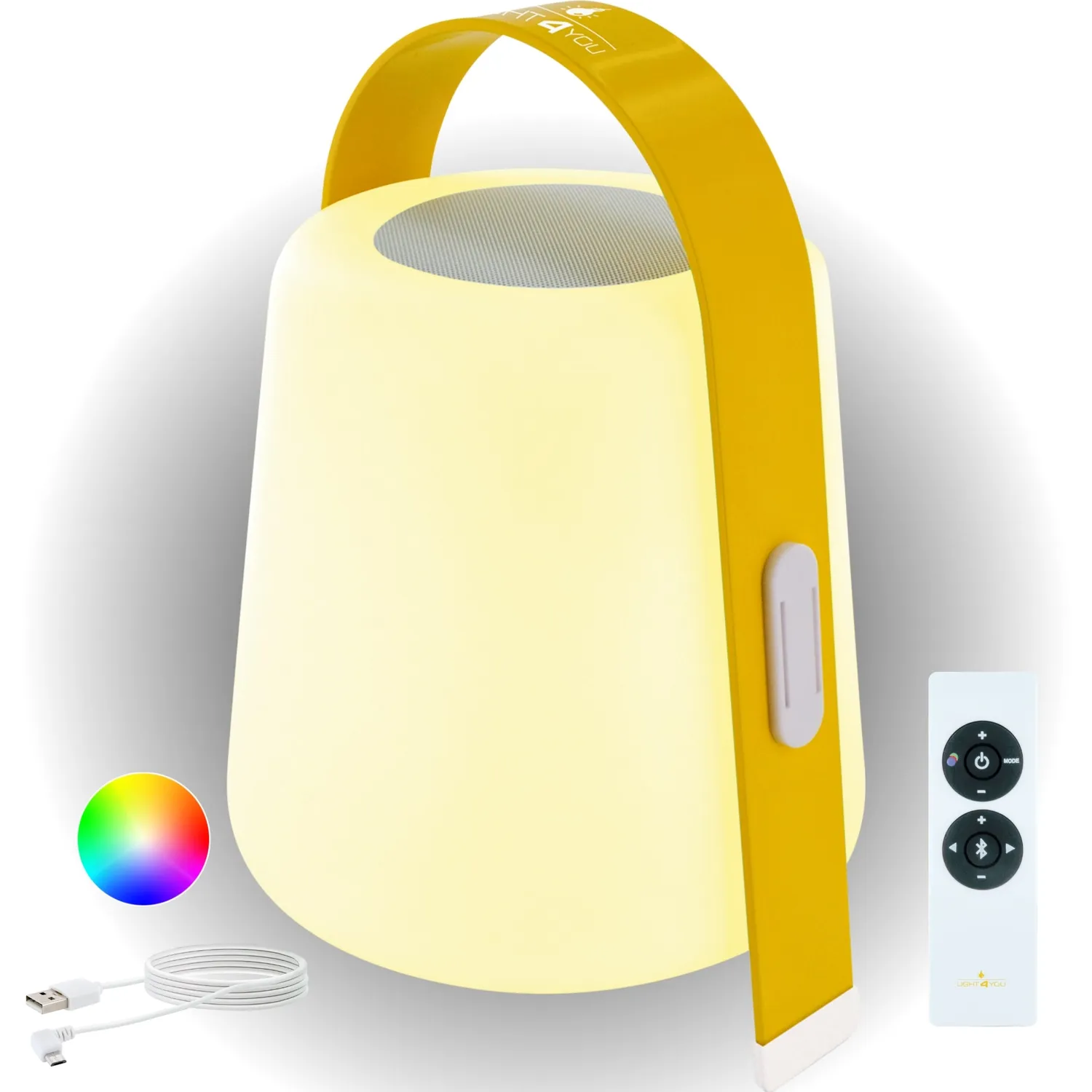 Schwaiger Lampada da tavolo LED RGB con speaker Bluetooth bianca