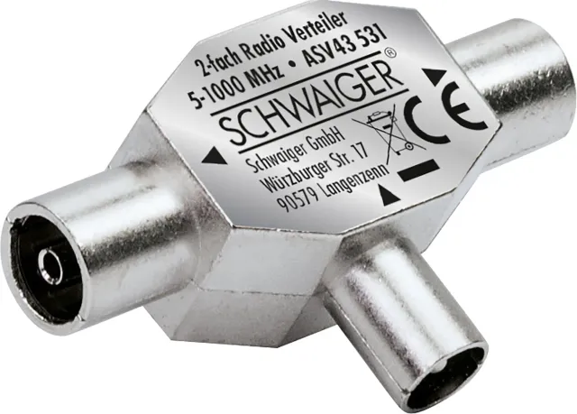 Schwaiger sdoppiatore radio FM 1 in 2 out metallo