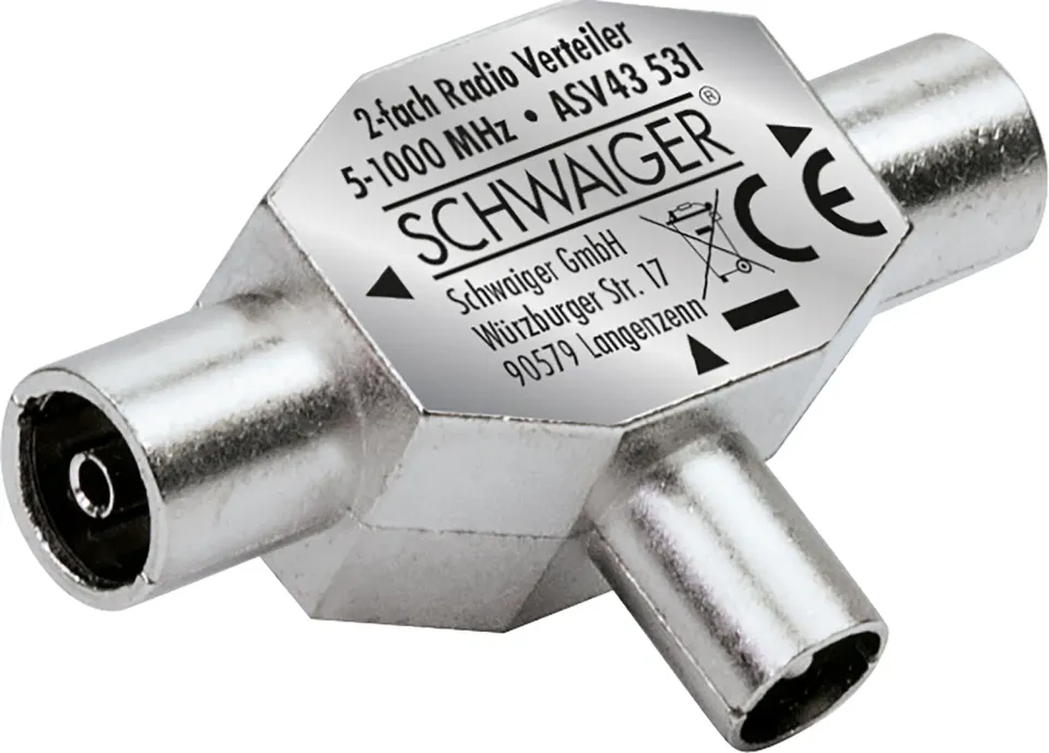 Schwaiger sdoppiatore radio FM 1 in 2 out metallo
