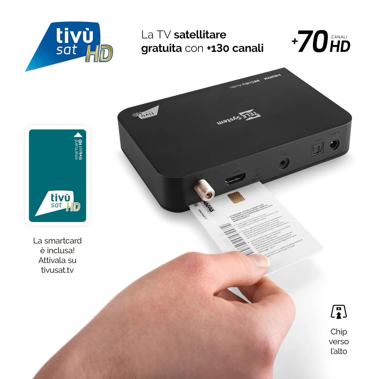 TELE System TS9019HEVC Decoder Satellitare tivùsat con Smartcard