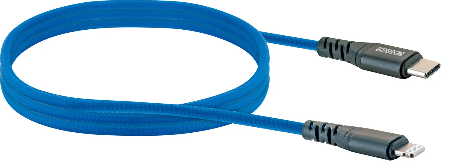 SCHWAIGER Cavo Lightning USB-C Nylon 1,2 m Blu Reale Ricarica