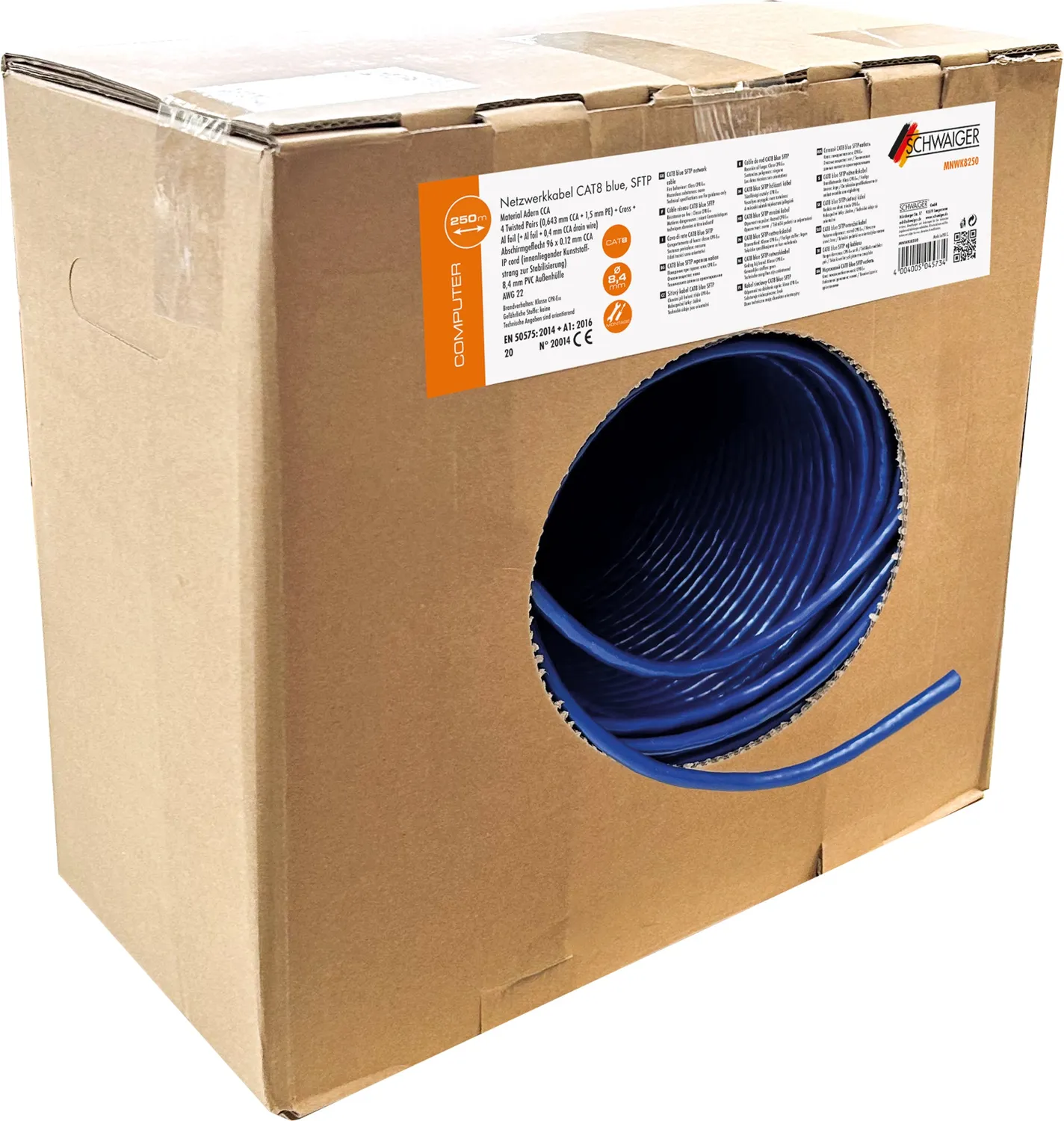 Schwaiger cavo rete CAT8 S/FTP blu 100 m CPR Eca