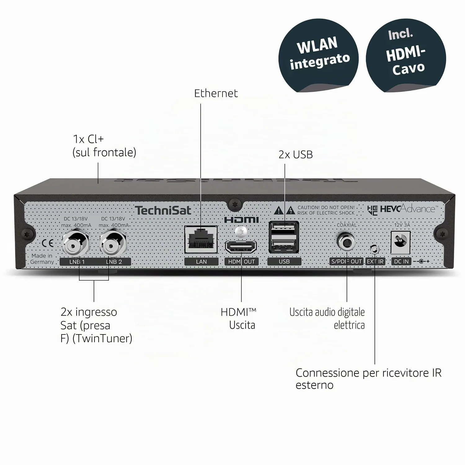 TechniSat DigiPlus UHD S Ricevitore Sat 4K Doppio Tuner Nero