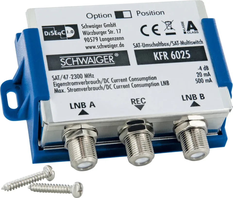 Schwaiger Commutatore DiSEqC 1.0 2 in 1 per LNB