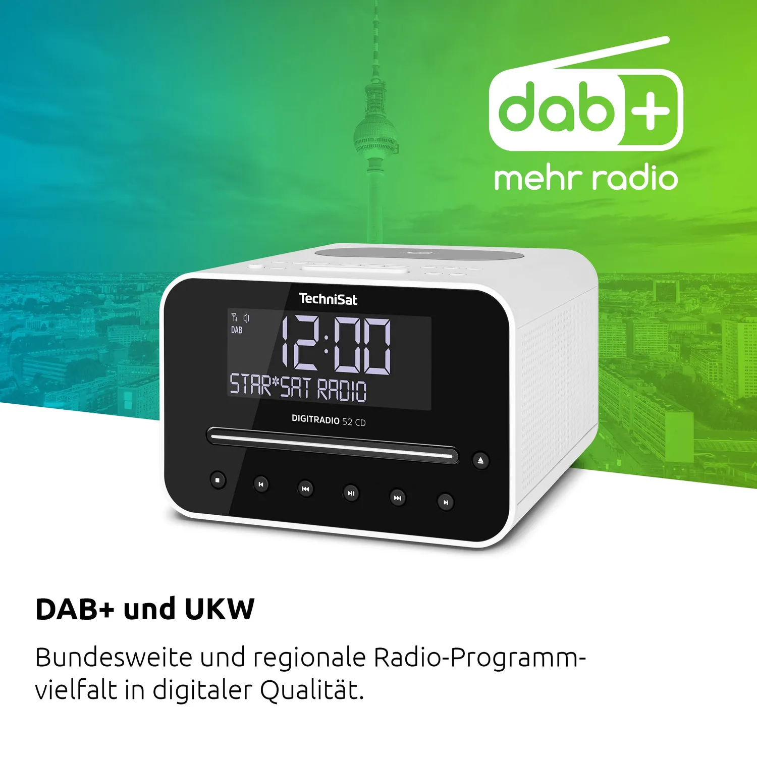 TechniSat DigitRadio 52 CD Radiosveglia DAB+ Bluetooth Bianca