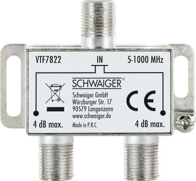SCHWAIGER Partitore antenna TV 2 vie 4 dB