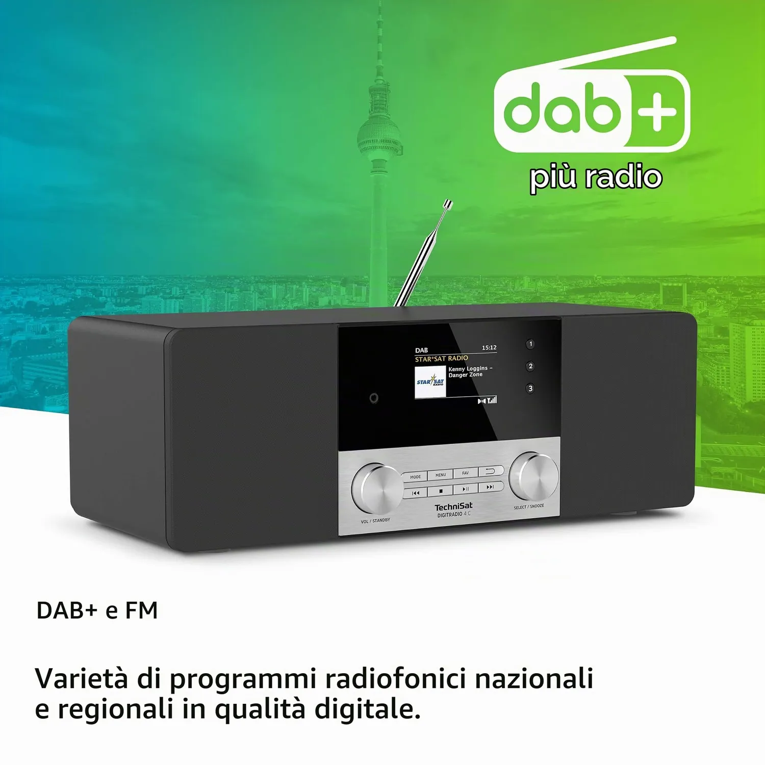 TechniSat DigitRadio 4 C Radio DAB+ Stereo Nera ELAC 20W