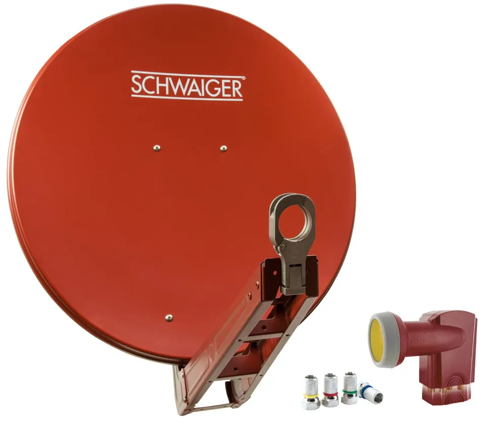 Schwaiger Antenna Satellitare Offset 75 cm Set Quad LNB rossa