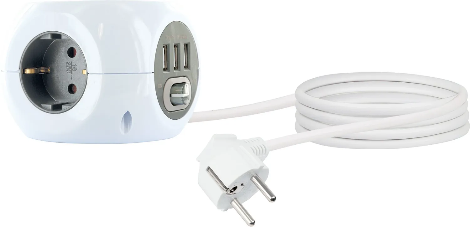 SCHWAIGER Cubo presa multipla 3 prese + 3 USB 1,4 m
