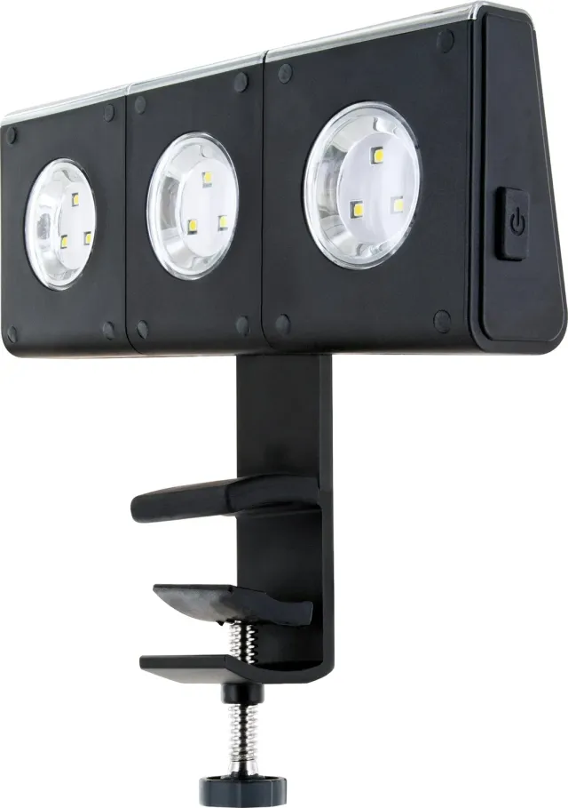 Schwaiger lampada grill a LED con morsetto 3 faretti luce bianca