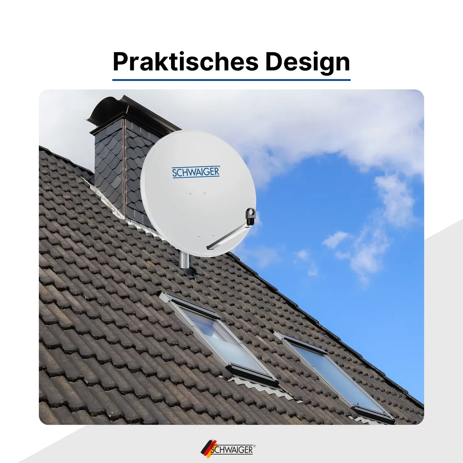 SCHWAIGER Parabola acciaio 75 cm kit Quad LNB