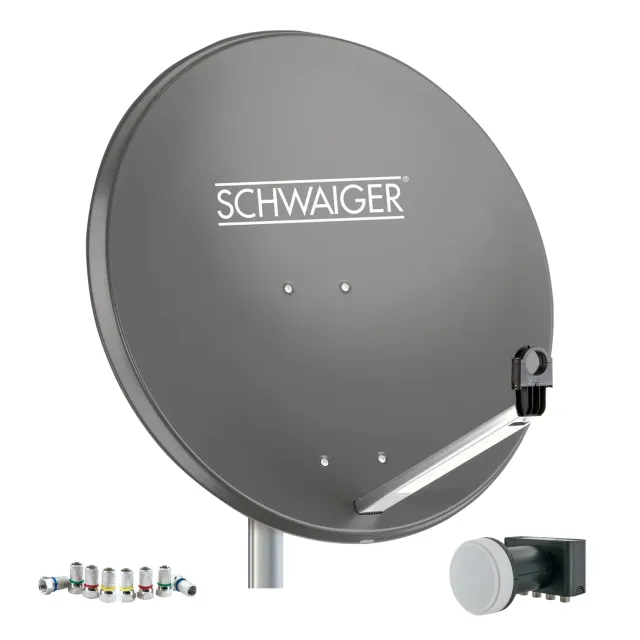 SCHWAIGER Parabola acciaio 75 cm kit Quad 4 utenti antracite