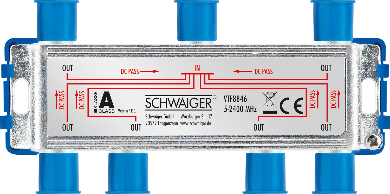 Schwaiger Partitore TV-SAT 6 Vie 5-2400 MHz 14 dB