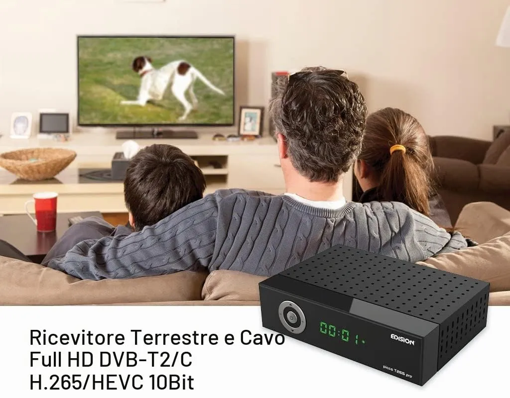 Edision PICCO T265 Pro Decoder Terrestre DVB-T2 HEVC Nero