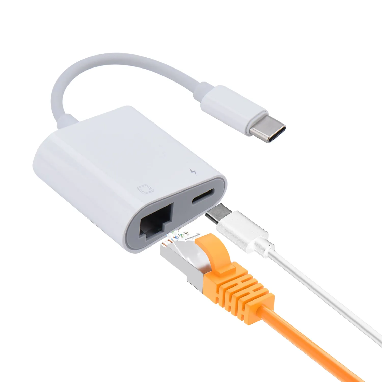 GigaBlue USB-C Ethernet adattatore RJ45 100 Mbps bianco