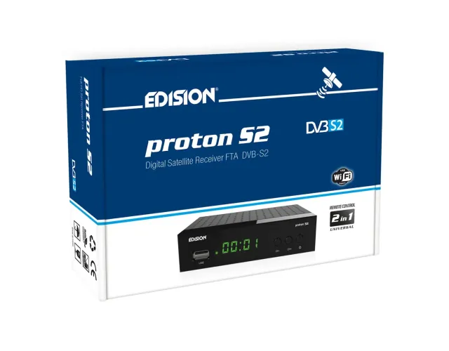 Edision Proton S2 Decoder Sat DVB-S2 Full HD FTA Nero