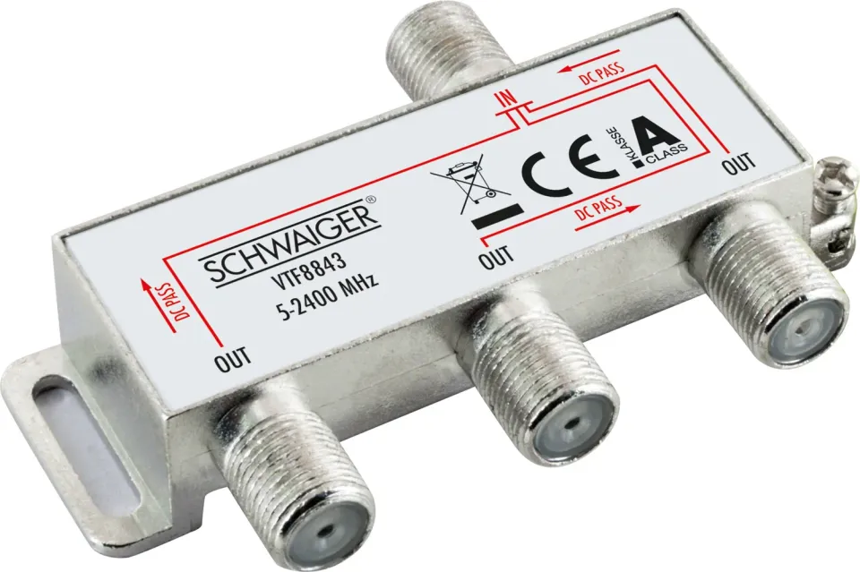 Schwaiger distributore antenna 3 vie 8 dB SAT TV