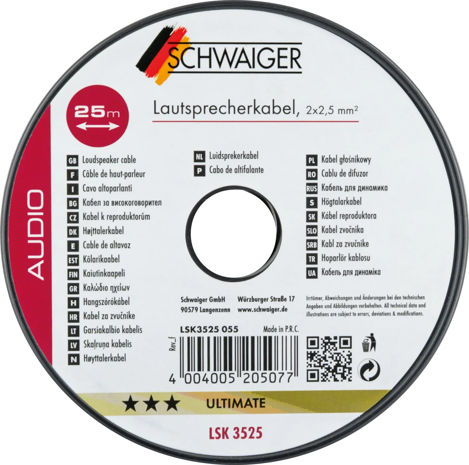 Schwaiger Cavo Altoparlanti 2x2,5 mm² 10 m trasparente