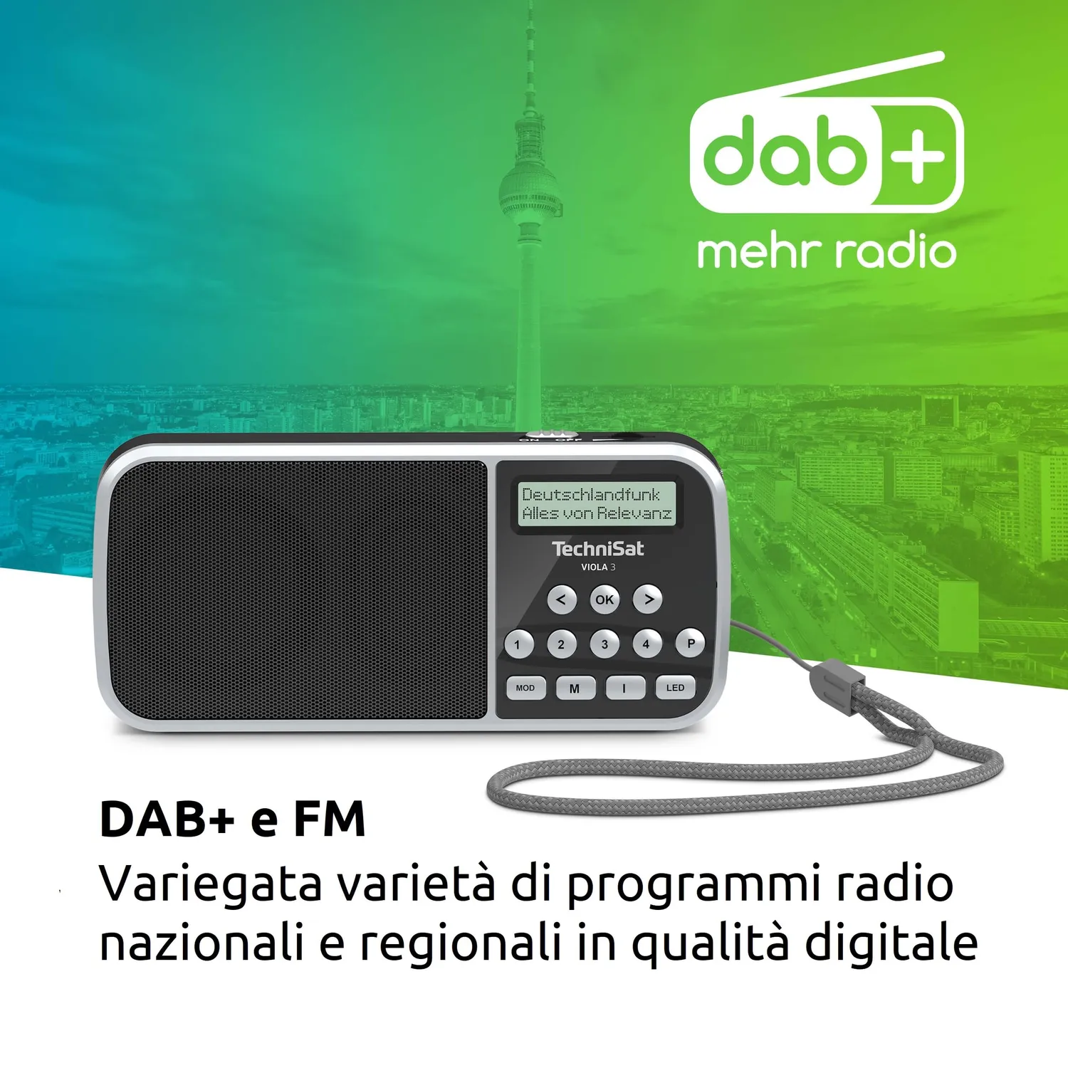 TechniSat Viola 3 Radio Portatile DAB+ Nera Torcia LED
