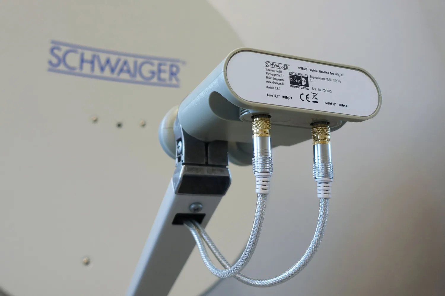 Schwaiger Monoblock Twin LNB 2 Utenze Astra Hotbird