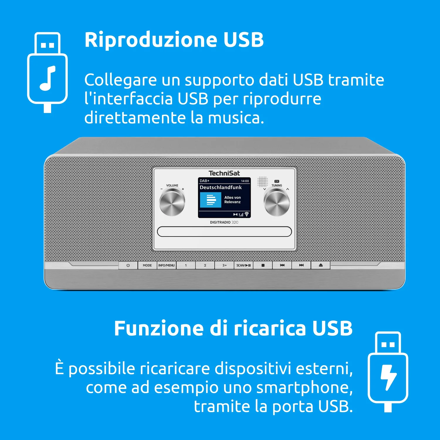 TechniSat DigitRadio 320 Radio DAB CD Argento