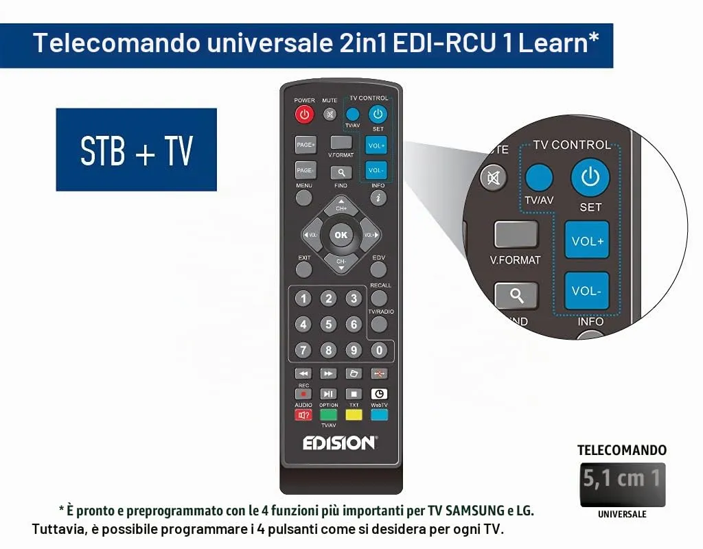 Edision Picco T265+ Decoder Digitale Terrestre Full HD