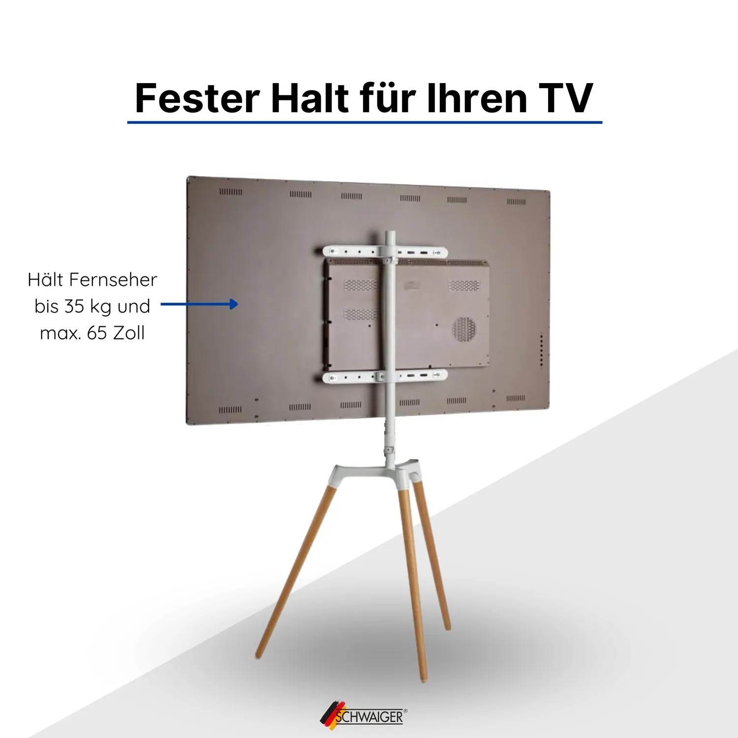 Schwaiger Set Cavalletto TV 45-65" Treppiede Legno Chiaro