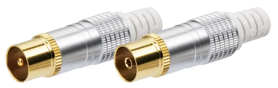 SCHWAIGER Set Connettori IEC Antenna TV Oro 2 Pezzi