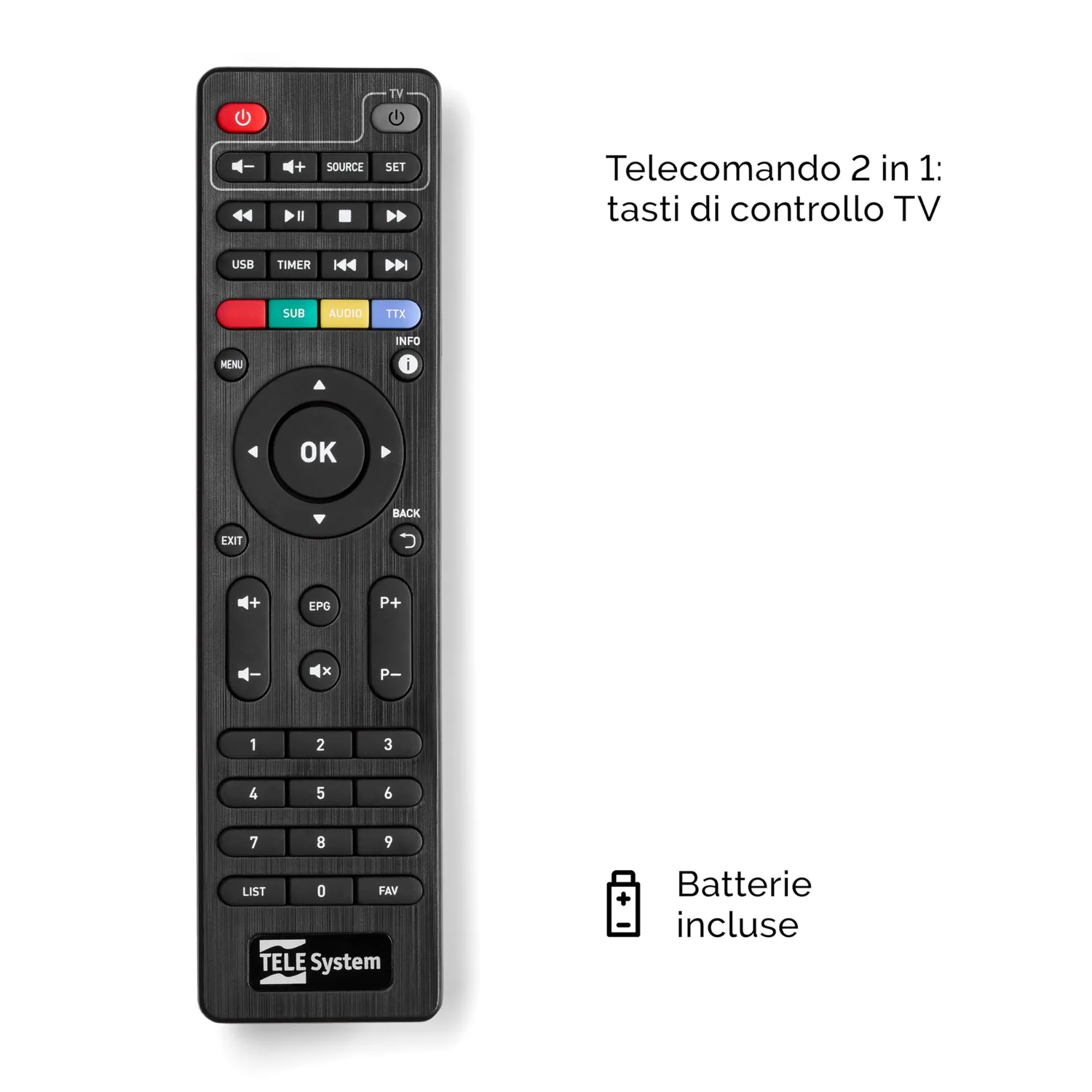 TELE System TS9019HEVC Decoder Satellitare tivùsat con Smartcard