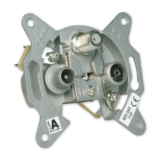 SCHWAIGER Presa antenna passante SAT TV 16 dB argento