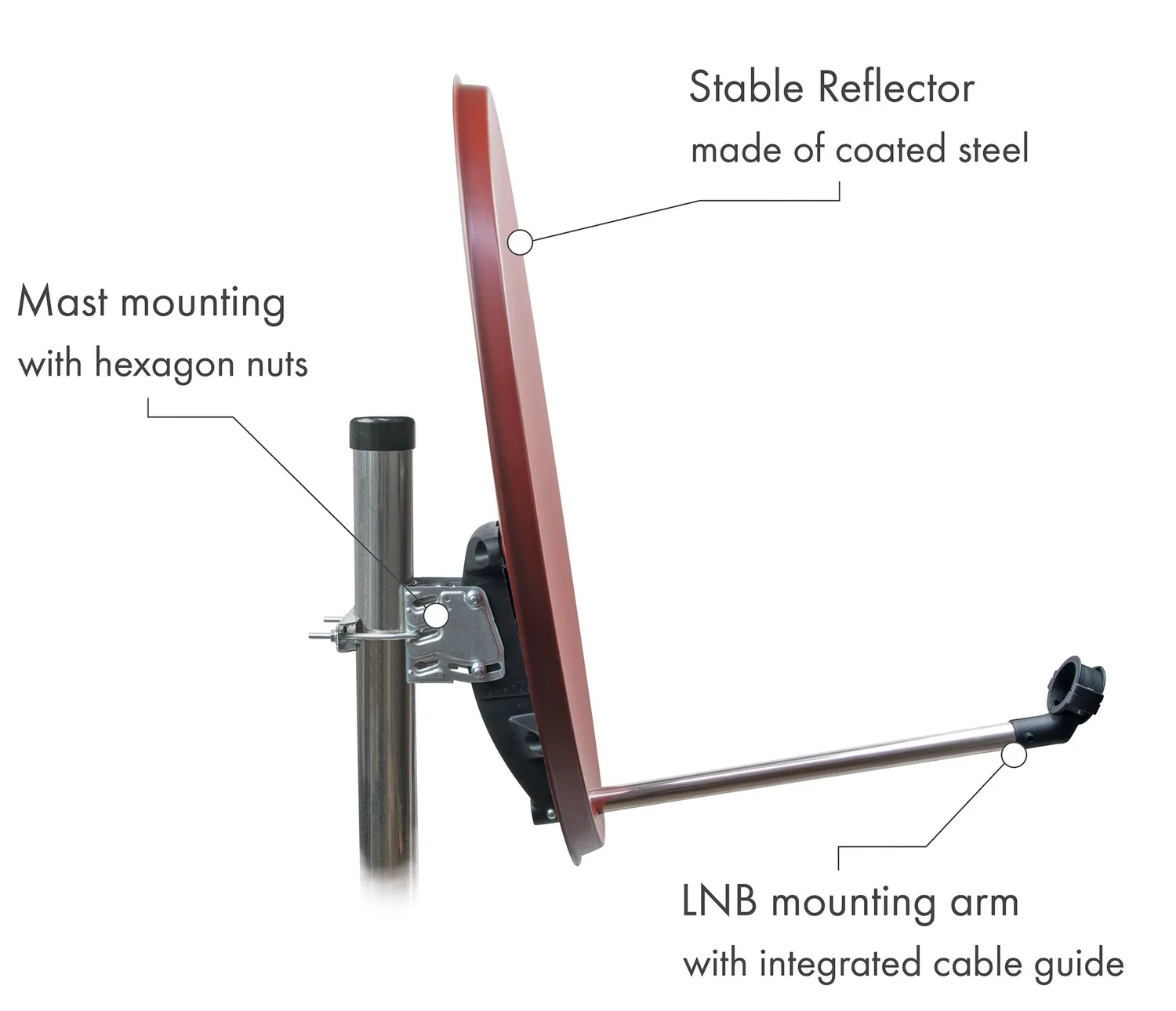 Schwaiger Antenna Parabolica Acciaio 60 cm Rosso Mattone