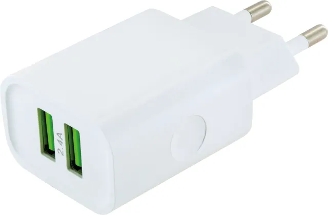 Schwaiger Caricatore muro 2x USB-A 12W bianco