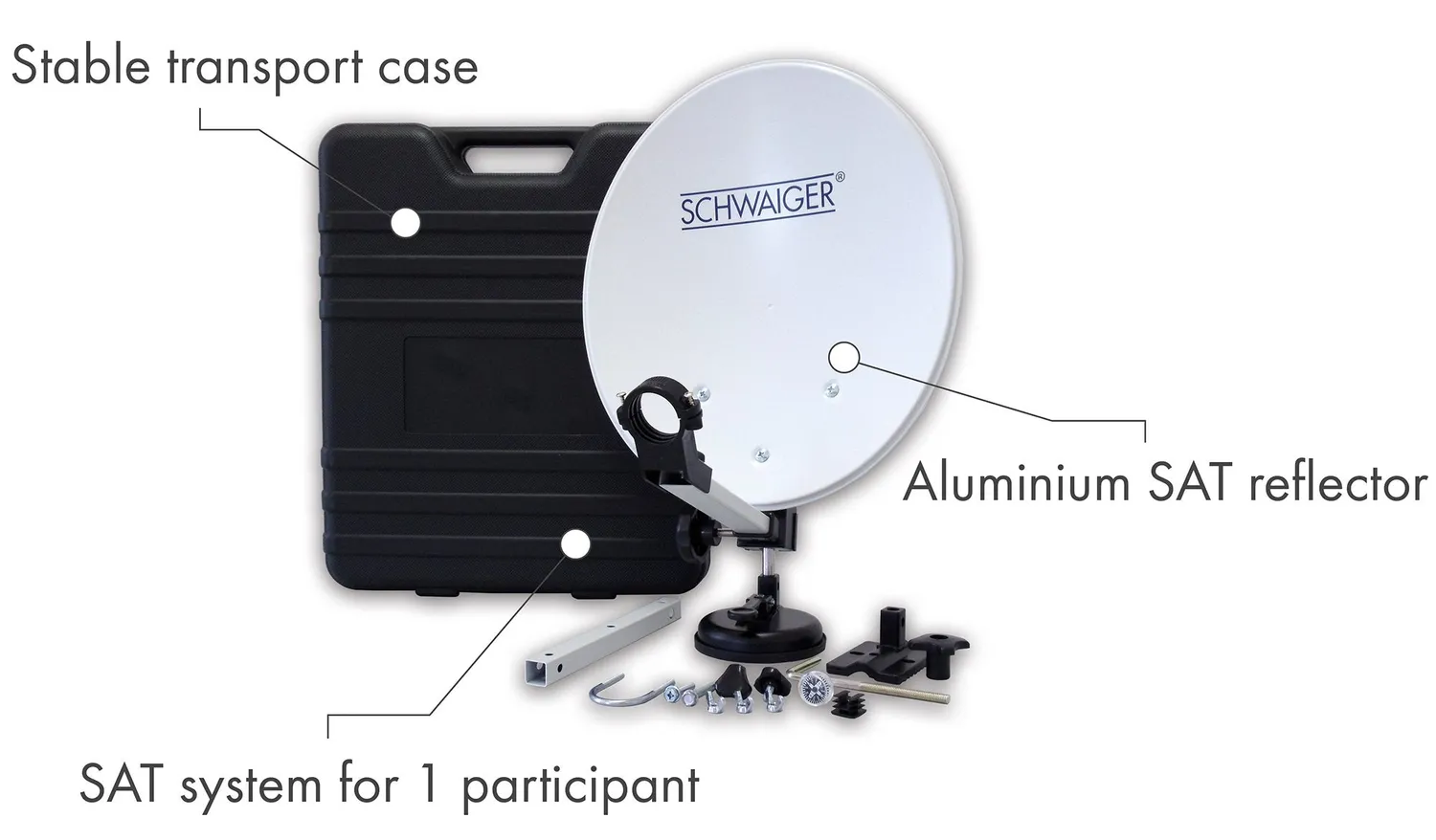 SCHWAIGER Impianto Satellitare Camping 35 cm Valigia HDTV
