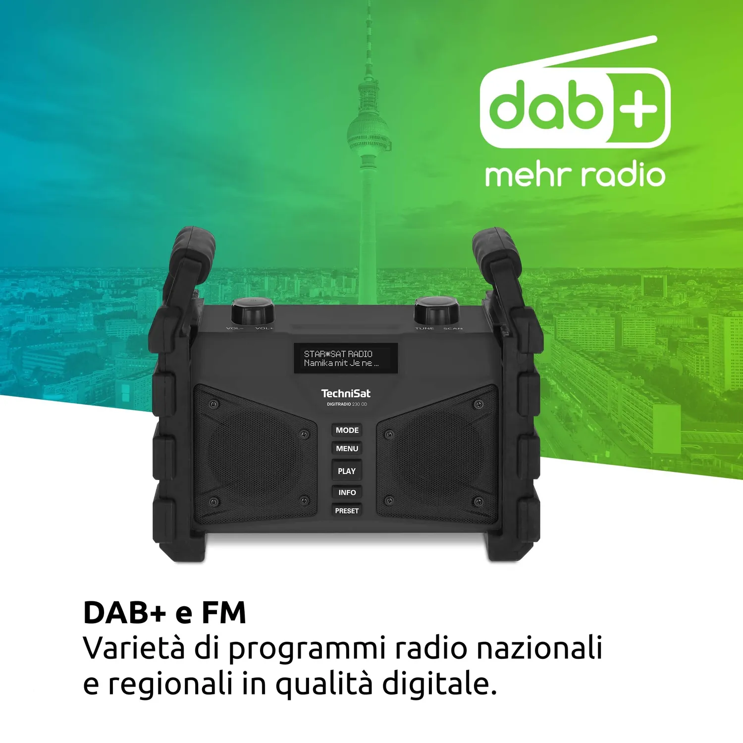 TechniSat DIGITRADIO 230 OD Radio Cantiere DAB+ Nera IP65