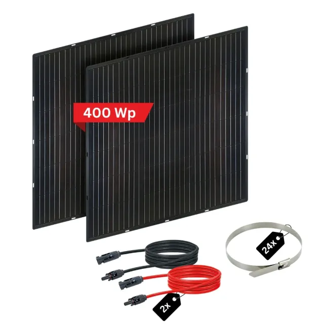SCHWAIGER Slim-Line Moduli solari 400Wp set 2 pezzi black