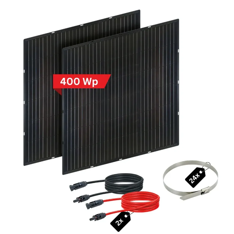 SCHWAIGER Slim-Line Moduli solari 400Wp set 2 pezzi black